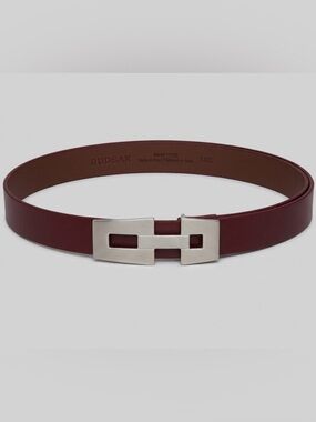 RUDSAK Vintage Wine Red Leather Belt Chrome Buckle Size Large